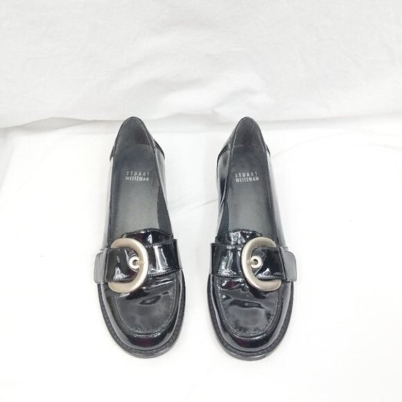 Stuart Weitzman Black Patent Buckle Loafers 6M - Picture 2 of 7